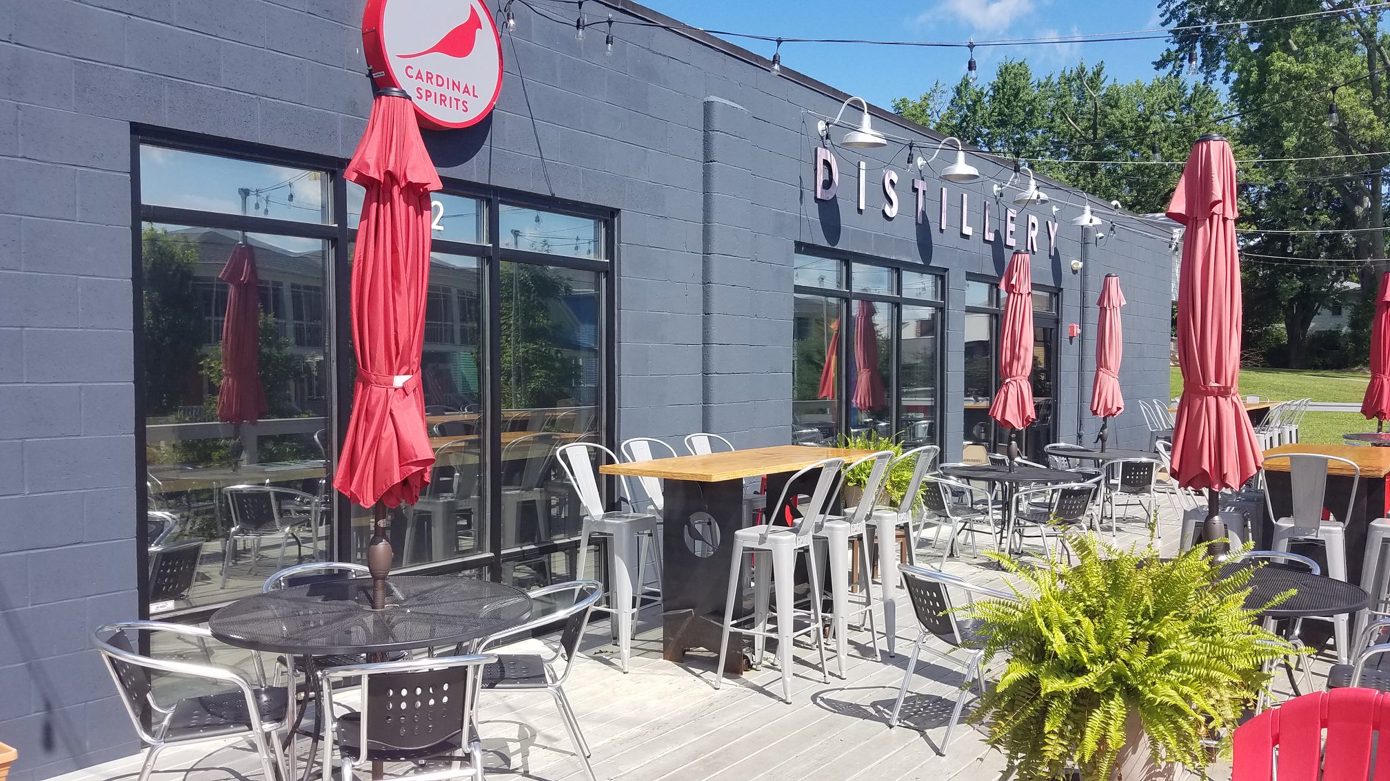 Bloomington Window Tint - Commercial Film applied to exterior windows of Cardinal Spirits in Bloomington, Indiana